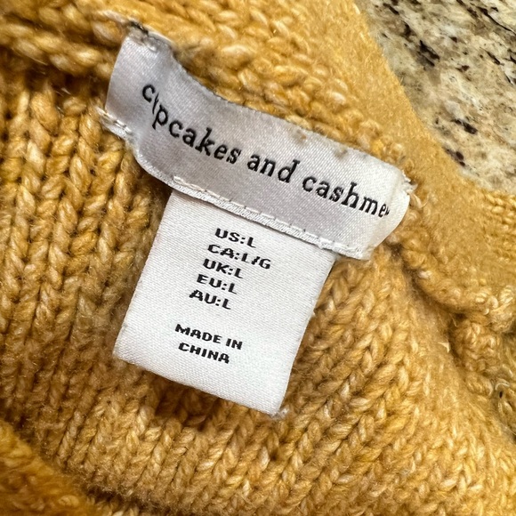 Cupcakes & Cashmere Mustard Tan Long Cable Cardigan with Bobbles & Pockets Large - Picture 4 of 7